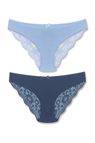 HNX 2 Pack Cotton Back Leg Lace Slip Women's Panties