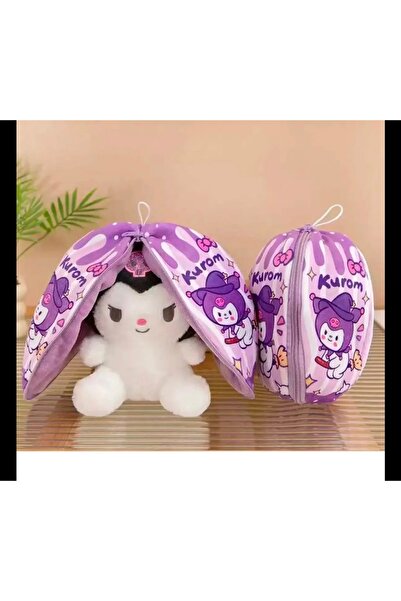 Happystore Kuromi peluş oyuncak fermuarlı 25 cm peluş uyku arkadaşı hediye peluş