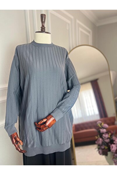 MY CİTY YASEMEN My CİTY Soğuk İplik Merserize Tunik - Füme