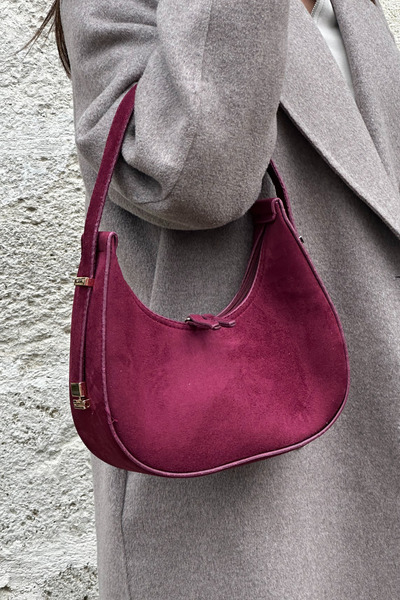 Mollycrush Burgundy Suede Hand, Arm and Shoulder Bag