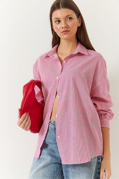 Bianco Lucci Übergroßes Standard-Basic-Shirt mit drei Streifen für Damen 2021 60271074