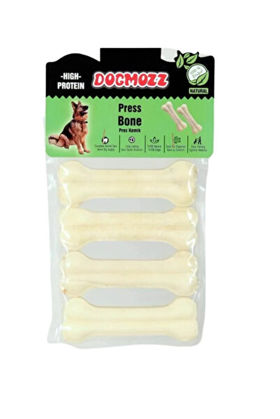 DogMozz Premium Deri Pres Köpek Kemiği Beyaz 4 Adet 12 Cm