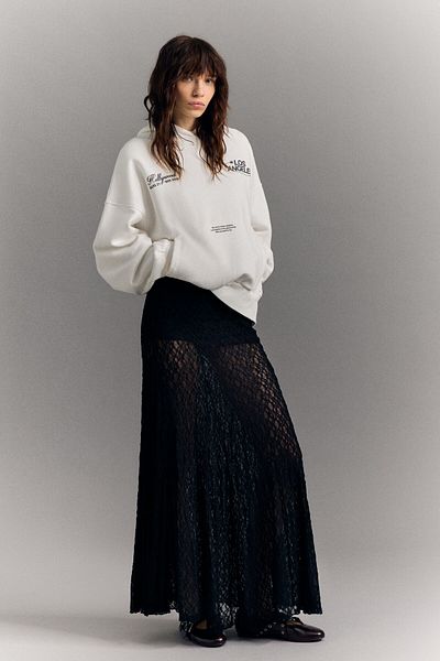 Bershka Blonde lace midi skirt