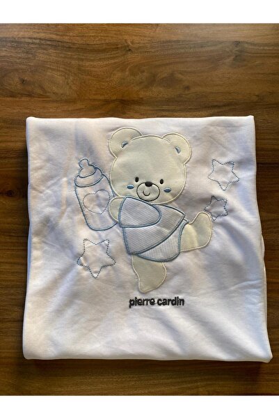 Pierre Cardin بطانية أطفال من القطن الممشط بطبعة دب مقاس 75x85