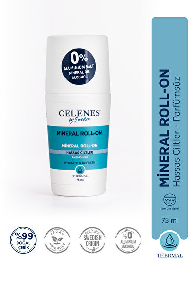 Celenes by Sweden Alüminyum - Parfüm Içermeyen Hassas Ciltler Için Thermal Roll On Ve Deodorant Parf