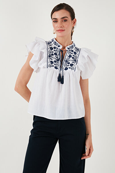 Lela Βαμβακερή κανονική εφαρμογή κεντημένη μπλούζα ΜΠΛΟΥΖΑ 611BZ0253