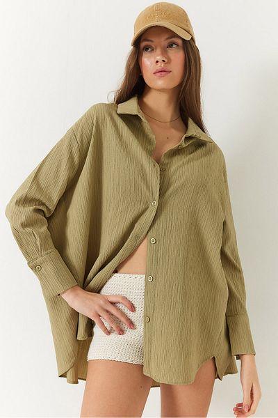 Bianco Lucci Γυναικείο πουκάμισο Off Shoulder Oversize Basic Twist 60392 60271069
