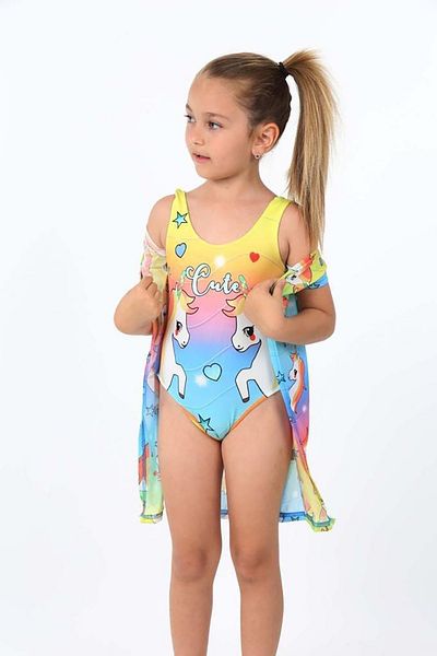 My Kids Wear Παραλία με μοτίβο κινουμένων σχεδίων Απλό κορίτσι μαγιό