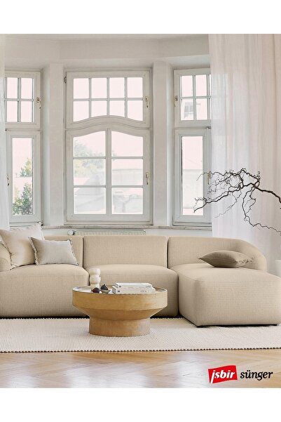 Mobilya Depom Mode Togg Soft Sağ Köşe Koltuk Takımı 3 Modül 05 Bej Keten Kuma...