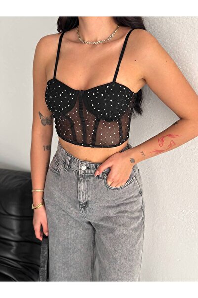 ayday butik Taşlı askılı büstiyer