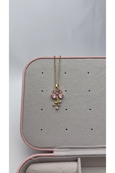 lilith accesuary Damla Taşlı Çiçek Kolye, Çelik Kolye, Hediye Kutulu