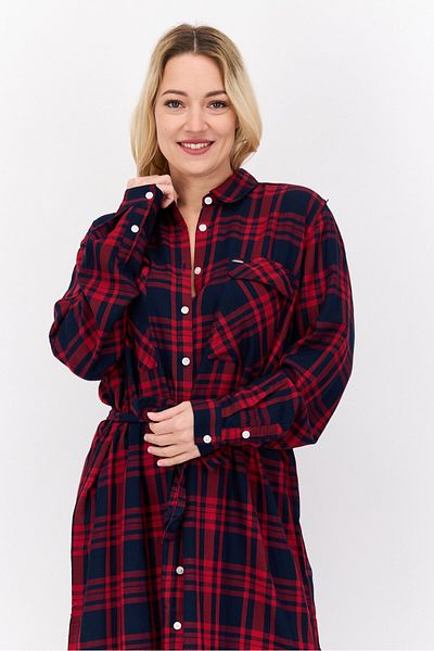 Pepe Jeans Women Checkered Midi Casual Dress, Black