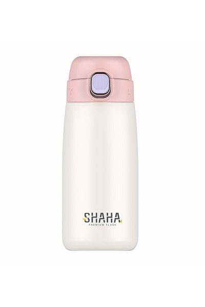 SHAHA VACUUM BOTTLE 420ML WHITE AND PINK