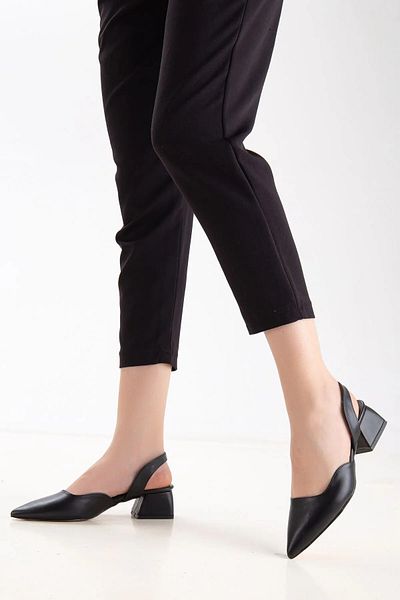 Satenora Stiletto negru cu toc scurt Solara