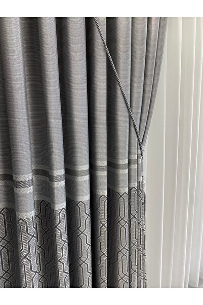 beatiful PERDELE DE FOND DE PANOU DE LACĂT GRAY CU O SOLEI DE TUB -CU ACCESORIUL CA DARĂ-