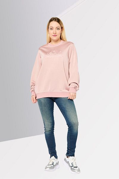 Diesel Women Crew Neck Long Sleeves Embroidered Sweatshirts, Pink