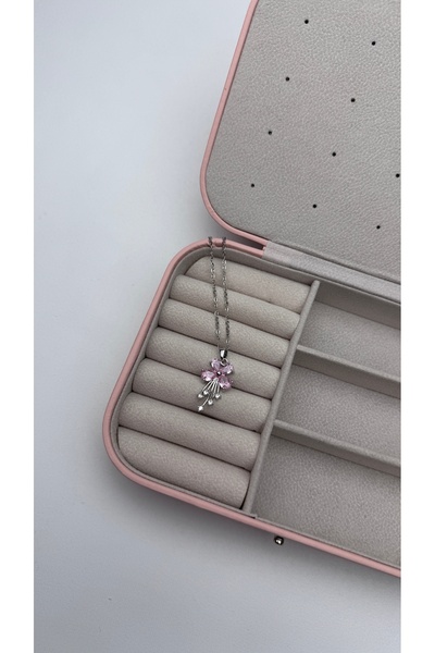 lilith accesuary Damla Taşlı Çiçek Kolye, Çelik Kolye, Hediye Kutulu