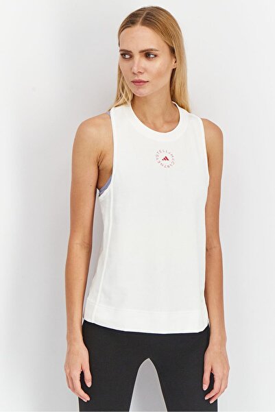 adidas من ستيلا مكارتني، بلوزة رياضية بدون أكمام للنساء، لون أبيض