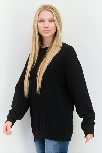Juice Women Crew Neck Plain Sweatshirt, Black