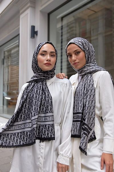 NP Patterned Silk Cashmere Double Sided Shawl