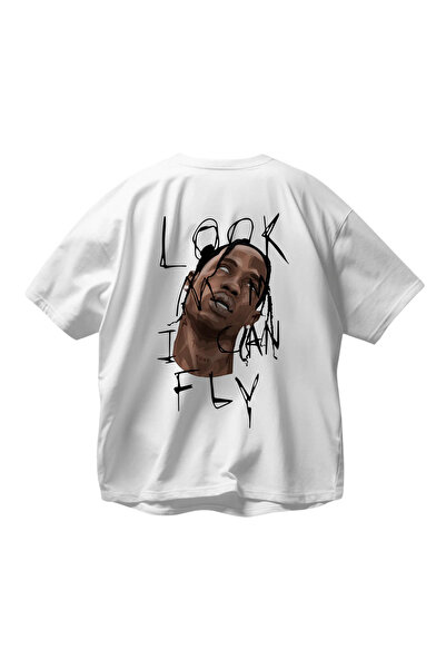 SVART WEAR Travis Scott tricou cu imprimeu supradimensionat Unisex Alb tricou