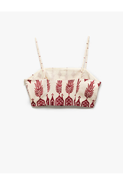 Koton Viscose Ethnic Patterned Thin Strap Crop Bustier