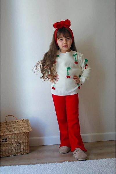 MODA Cherry Knitwear Sweater Corduroy Spanish Leg Bottom