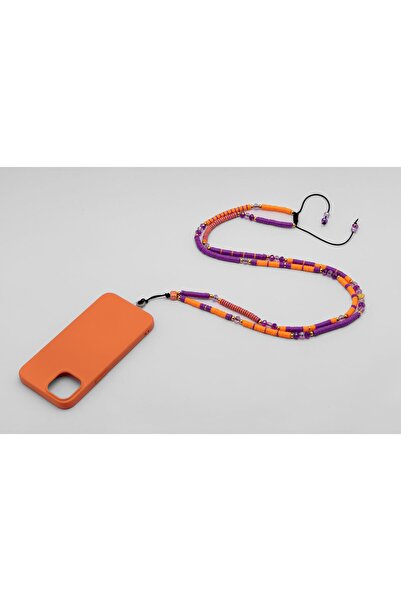 Fimo Boncuk Telefon Askısı Turuncu Mor