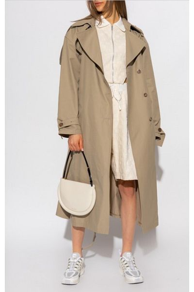 Natavanbutık Beige Slit Trench Coat
