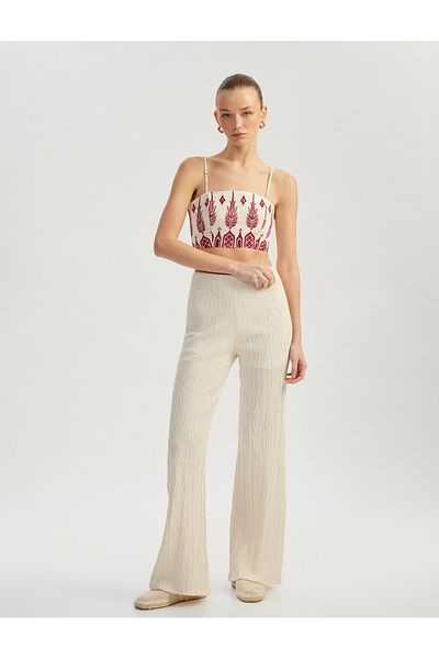 Koton Viskose Ethnisch Gemustertes Dünnes Träger-Crop-Bustier