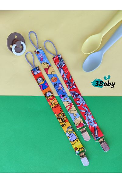 3Baby Pacifier Holder - Pacifier Chain - Pacifier Strap Set (3 Pieces)