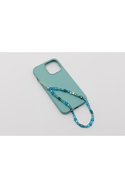 Kristal Boncuk Telefon Charm Mavi