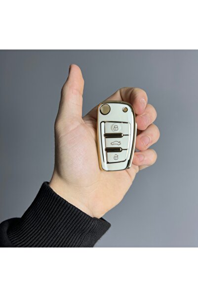 LUXE AKSESUAR Θήκη νανοσιλικόνης για οχήματα Audi Λευκή 3 κουμπιά με διακόπτη