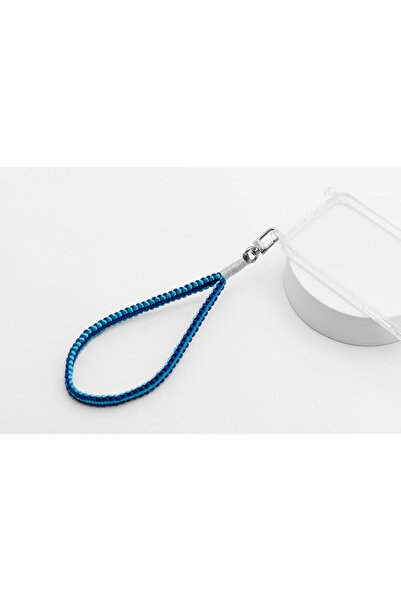 Mini Makrome Charm Telefon Aksesuarı Anahtarlık Mavi