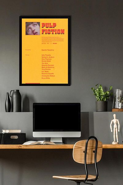 Saturn Pulp Fiction Framed Painting - Cheap Novel Fim Poster Painting