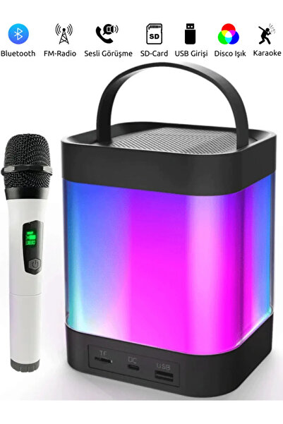 Teknotopia Karaoke Hoparlör Taşınabilir Bluetooth Hoparlör Mikrofon Seti Sd,u...