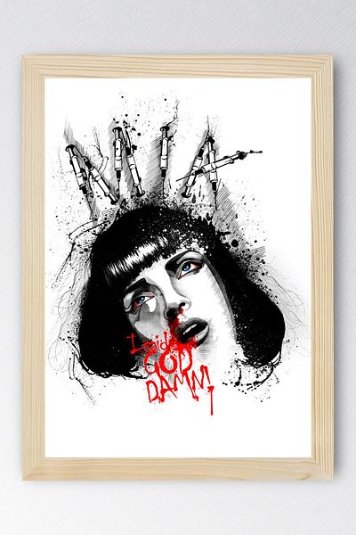 Saturn Pulp Fiction Framed Painting - Cheap Novel Fim Poster Painting
