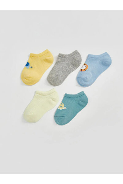 LC Waikiki LCW baby Sarı Baskılı Erkek Bebek Patik Çorap 5'li