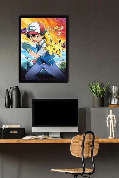 Saturn Pokemon Framed Painting - Cartoon Poster Painting