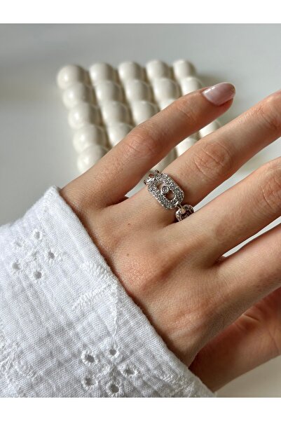 Ressia خاتم حجر الزركون الهندسي