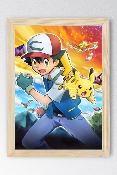 Saturn Pokemon Framed Painting - Cartoon Poster Painting