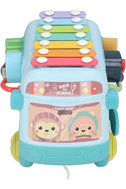Magicway Eğitici Bul Tak Işıklı ve Müzikli Otobüs İnce Motor Kas Geliştirme Beyin Zihin Gelişimi (17x35x18cm)