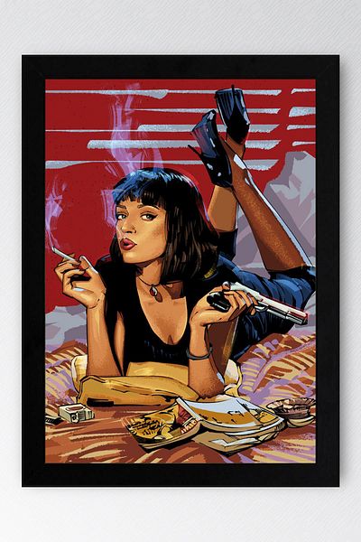 Saturn Pulp Fiction Framed Painting - Cheap Novel Fim Poster Painting