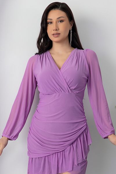PULLIMM Rochie scurtă din tul cu decolteu dublu 10006