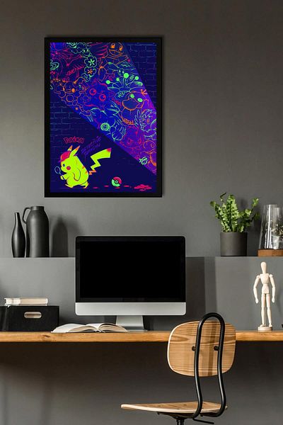Saturn Pictură înrămată Pokemon - Pictură poster de desene animate