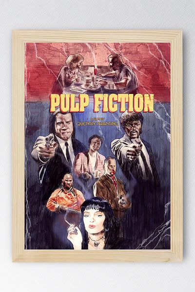 Saturn Pulp Fiction Framed Painting - Cheap Novel Fim Poster Painting