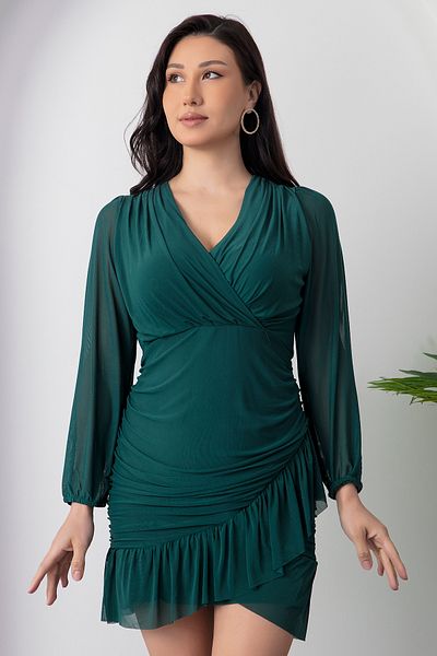 PULLIMM Rochie scurtă din tul cu decolteu dublu 10006