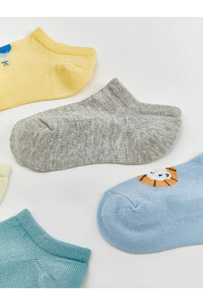 LC Waikiki LCW baby Sarı Baskılı Erkek Bebek Patik Çorap 5'li