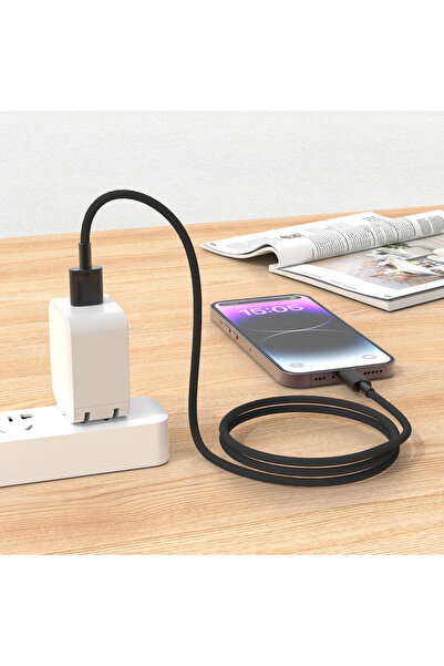 porodo كابل يو اس بي ايه الى لايتنينج بي في سي بطول 3 متر - اسود