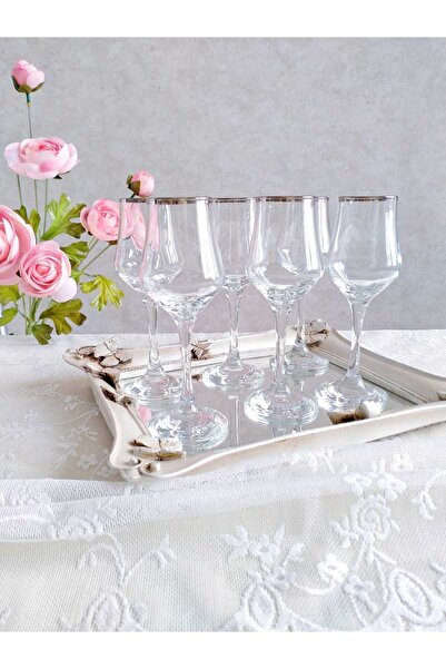 P H Panayır Home Silver Gilt Coffee Glass Water Cup Set 6 Pieces Goblet Dowry